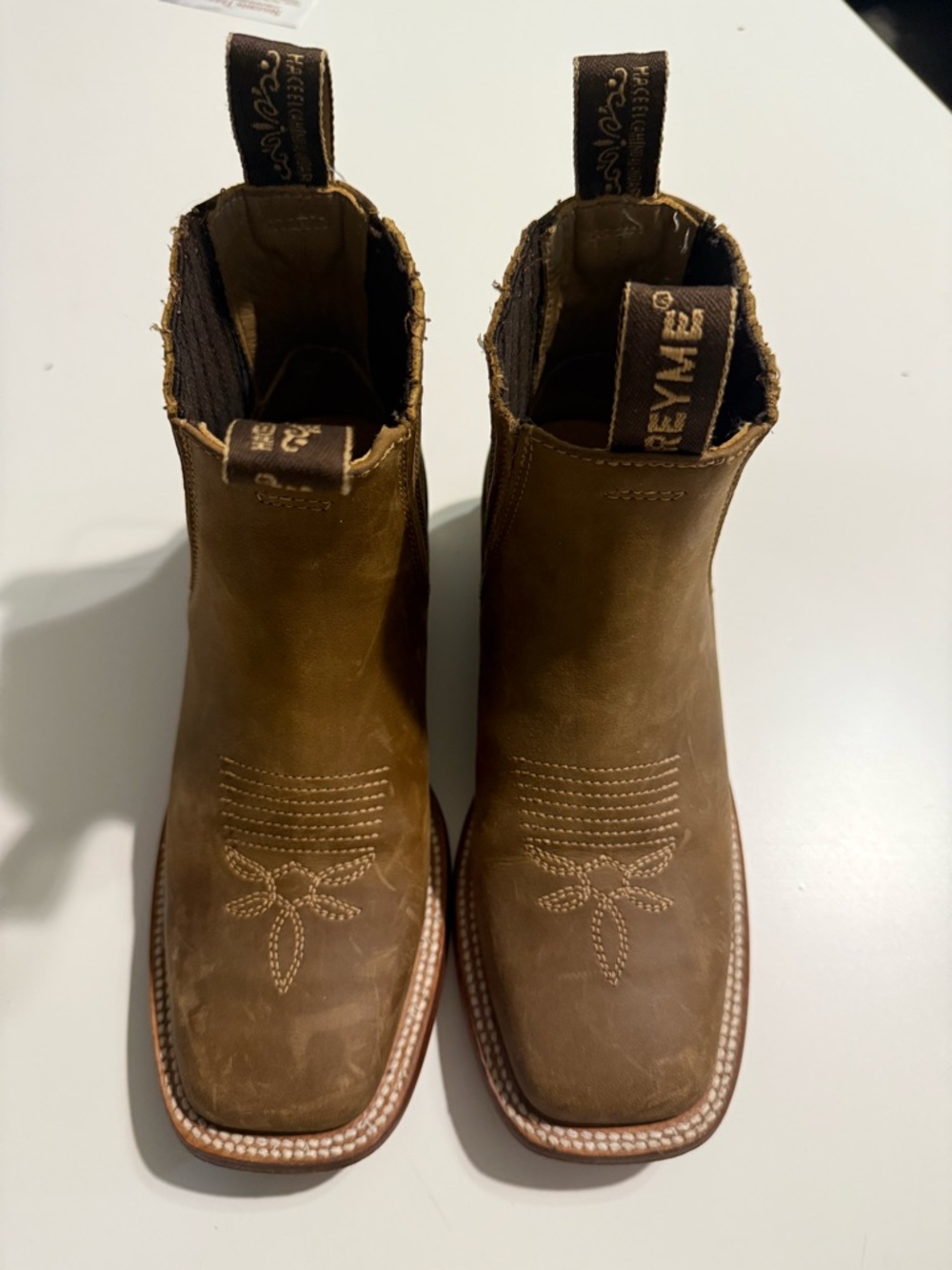 Café brown cowgirl ankle boots for women, US size 6 - Picture 3 of 12